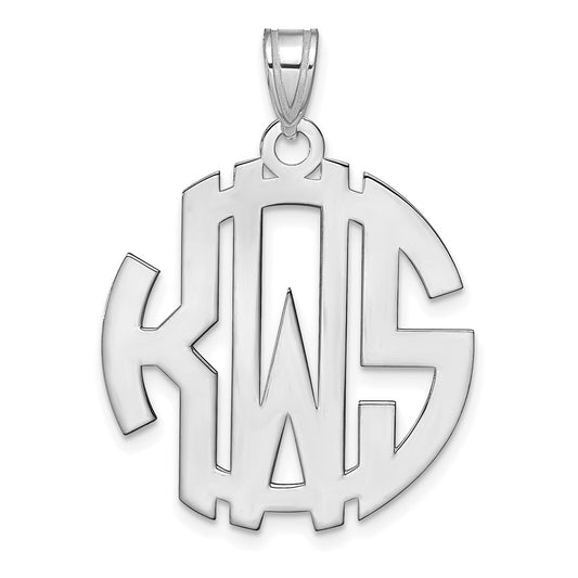 14K White Gold Round Cut Out Monogram Pendant