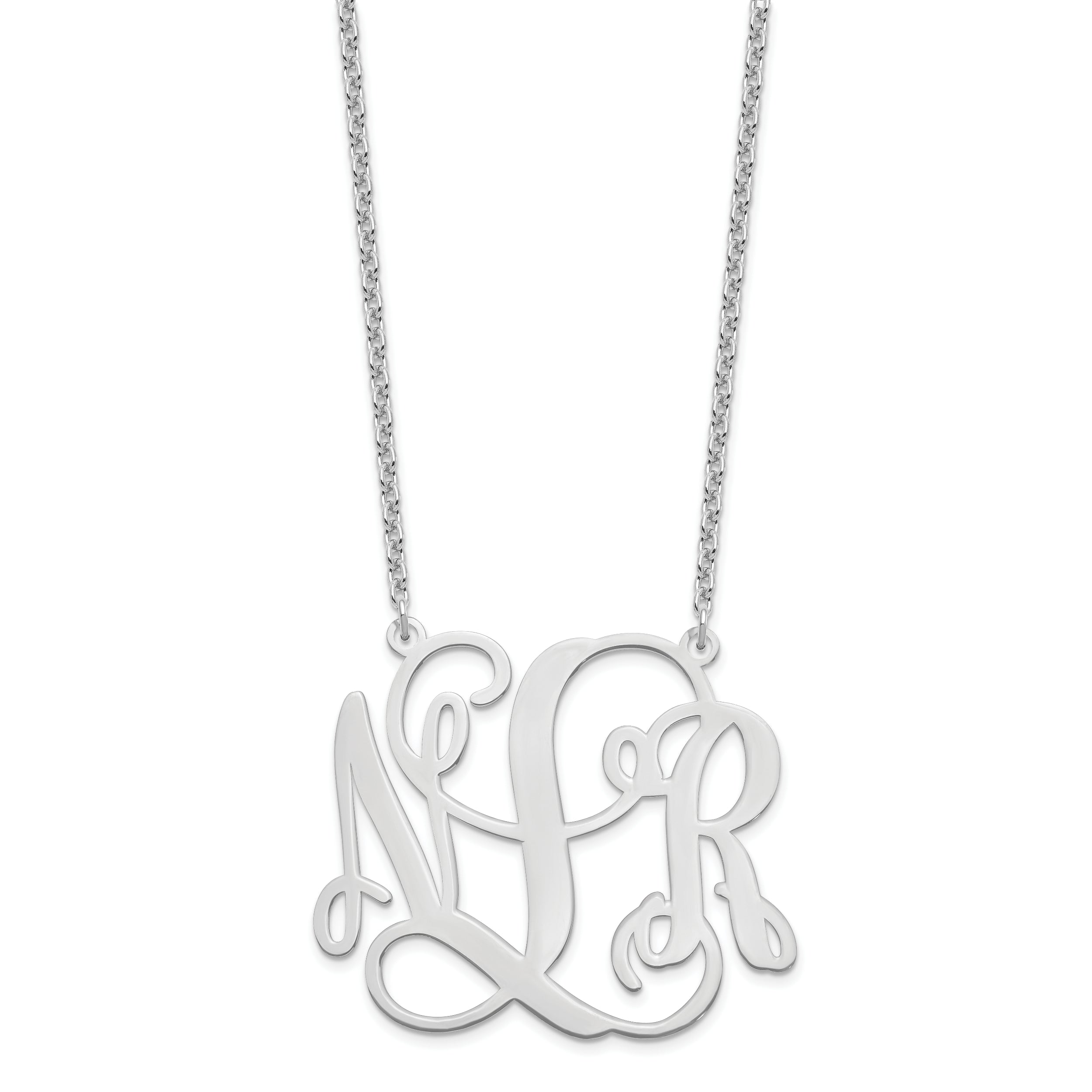 Sterling Silver Silver/Rhodium Plated Monogram Necklace