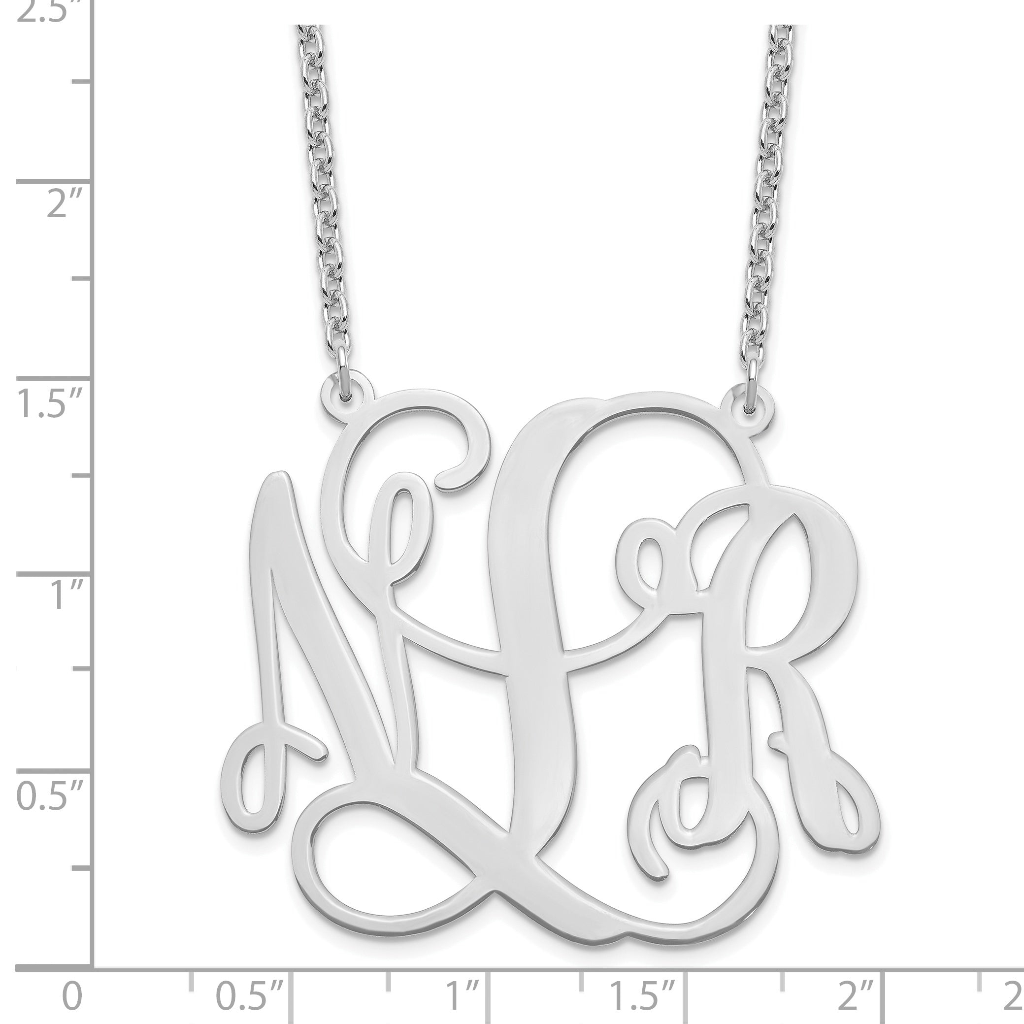 Sterling Silver Silver/Rhodium Plated Monogram Necklace