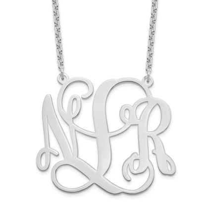 Sterling Silver Silver/Rhodium Plated Monogram Necklace