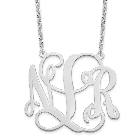Sterling Silver Silver/Rhodium Plated Monogram Necklace
