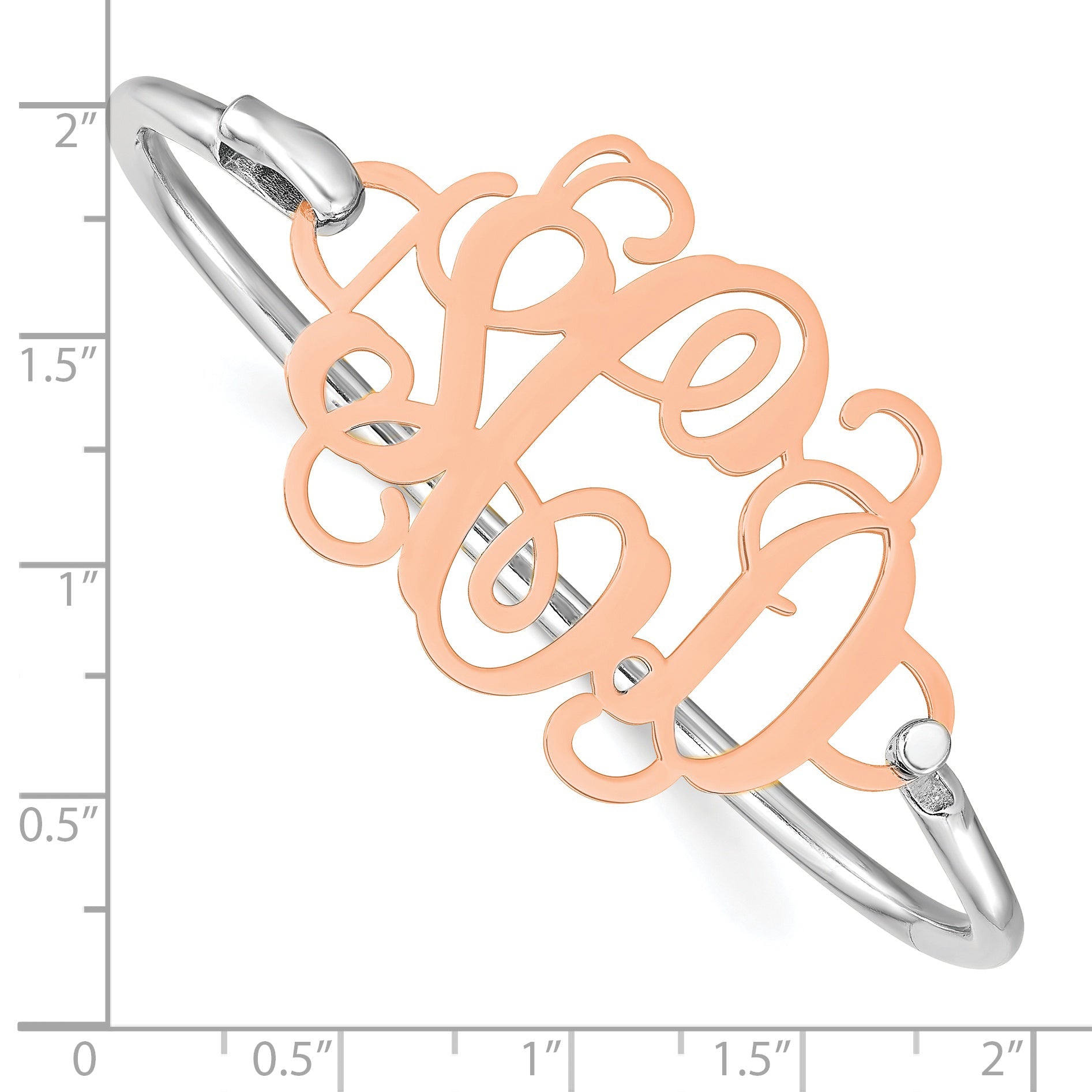 14K Rose Gold Monogram With Sterling Silver Bangle