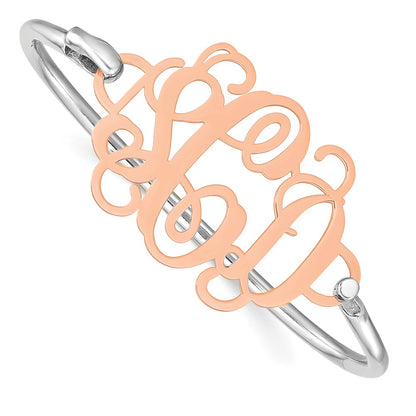 14K Rose Gold Monogram With Sterling Silver Bangle