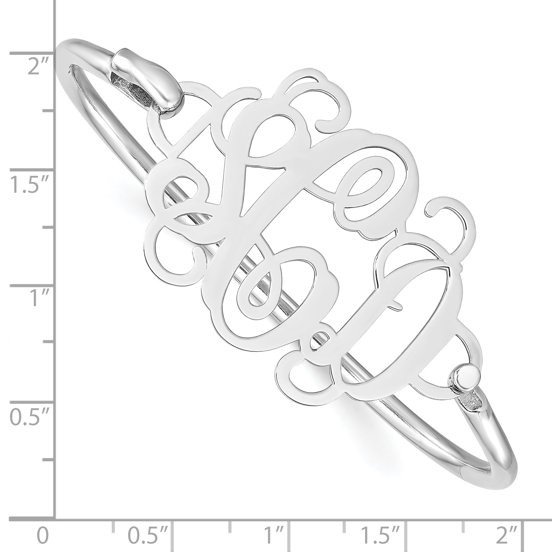 Sterling Silver Rhodium Plated Monogram With Bangle