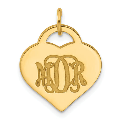 Gold Plated Sterling Silver/Gold Monogram Heart Charm
