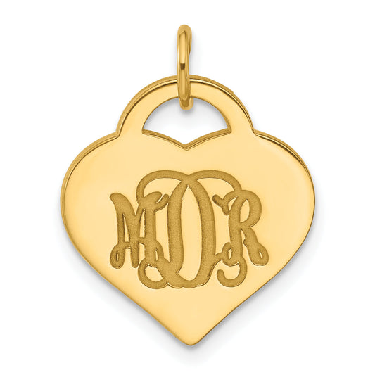 Gold Plated Sterling Silver/Gold Monogram Heart Charm