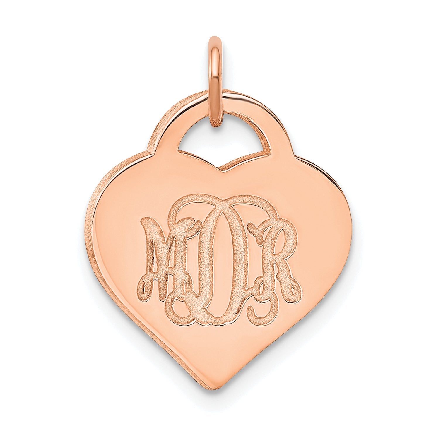 Rose Plated Sterling Silver/Rose Monogram Heart Charm
