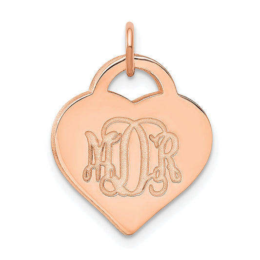 Rose Plated Sterling Silver/Rose Monogram Heart Charm