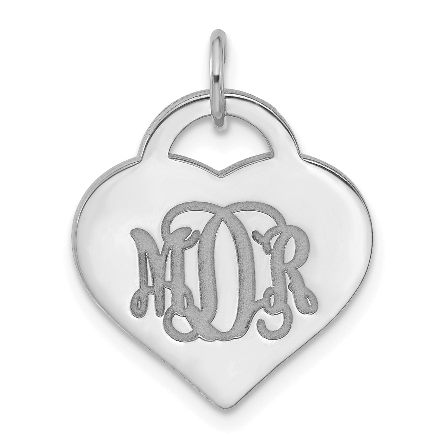 Sterling Silver Silver/Rhodium Plated Monogram Heart Charm
