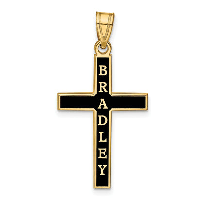 Gold Plated Sterling Silver/Gold Epoxy Cross With Name Pendant