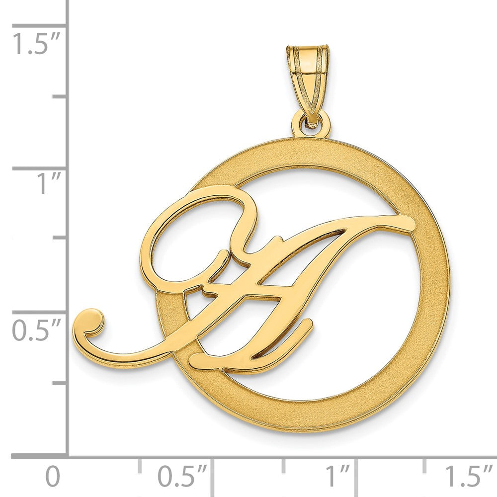 Gold Plated Sterling Silver/Gold Etched Initial In A Circle Pendant