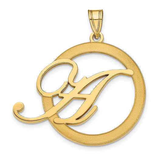 Gold Plated Sterling Silver/Gold Etched Initial In A Circle Pendant