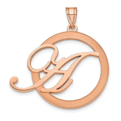 Rose Plated Sterling Silver/Rose Etched Initial In A Circle Pendant