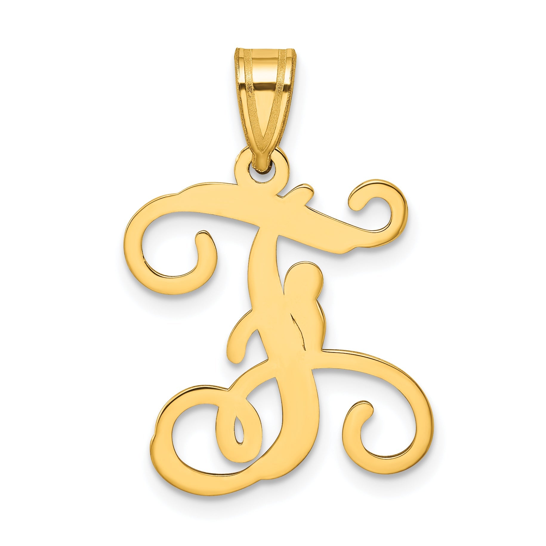 Gold Plated Sterling Silver Letter F Initial Pendant