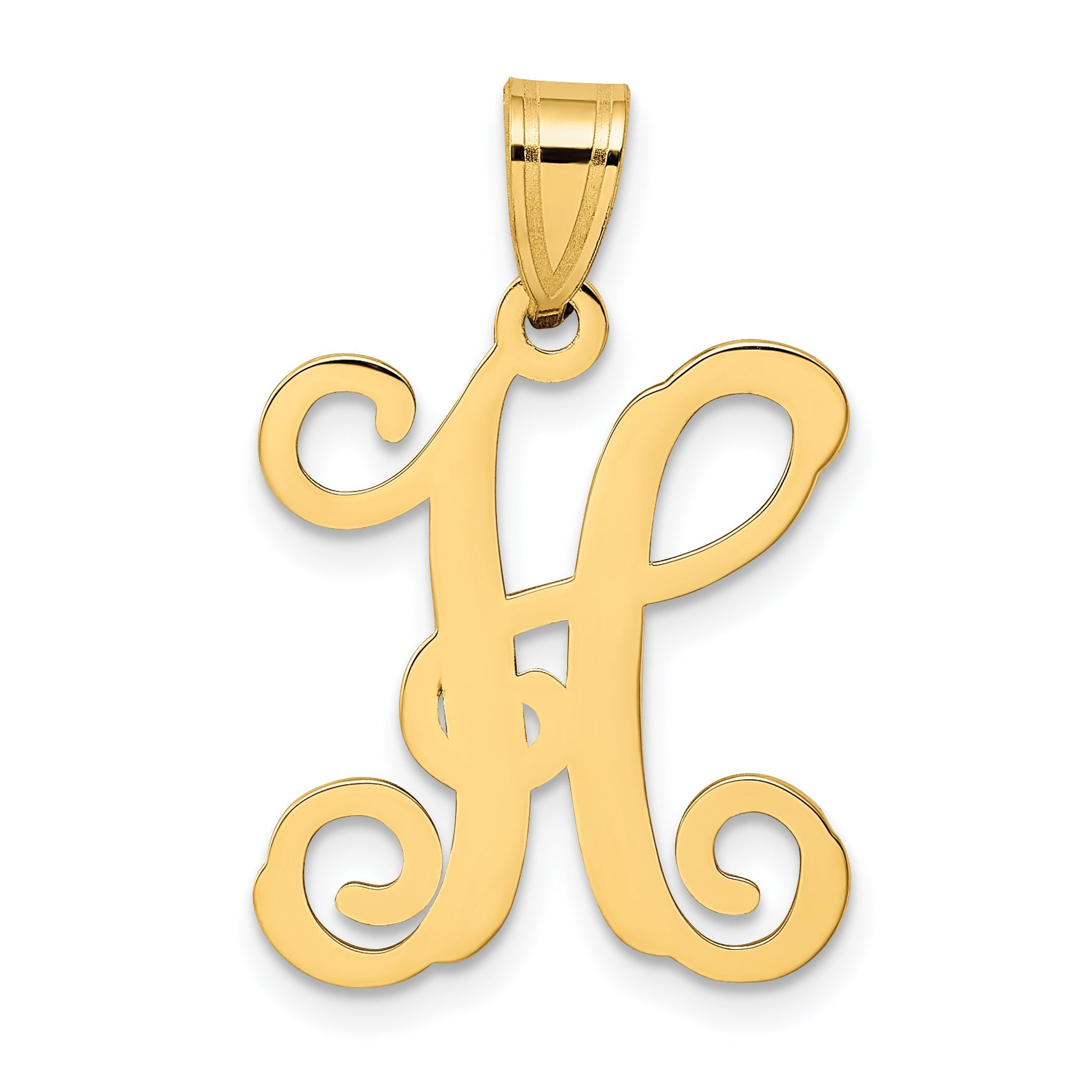 Gold Plated Sterling Silver Letter H Initial Pendant