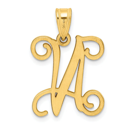 14k Yellow Gold 14KY Script Letter N Initial Pendant