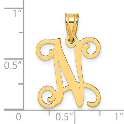 Gold Plated Sterling Silver Letter N Initial Pendant