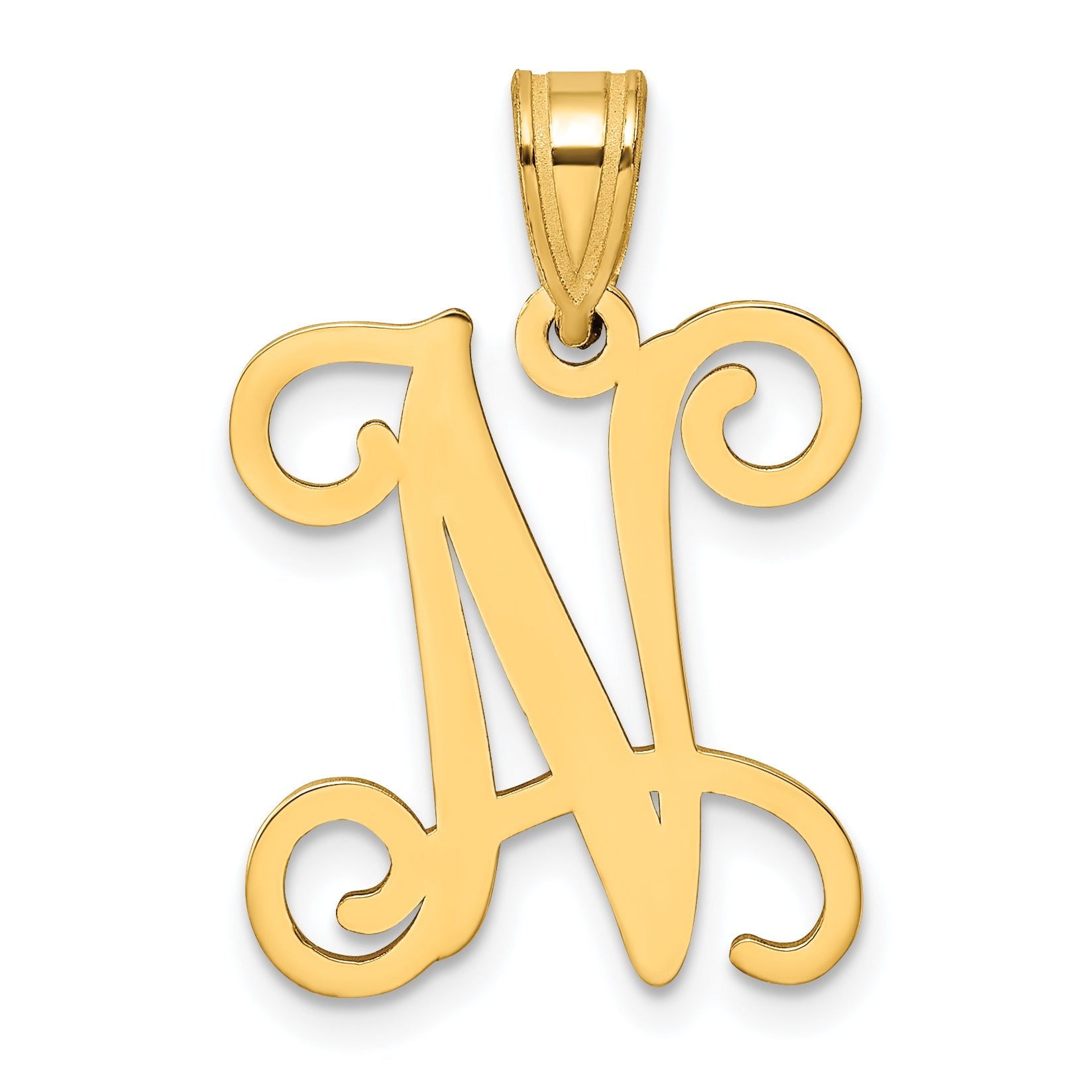 Gold Plated Sterling Silver Letter N Initial Pendant