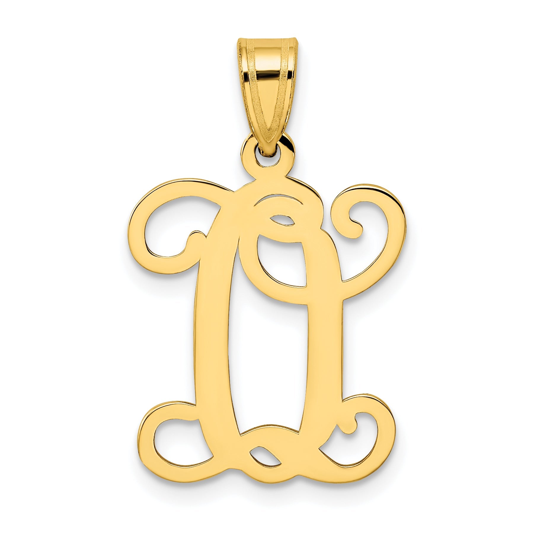 Gold Plated Sterling Silver Letter Q Initial Pendant