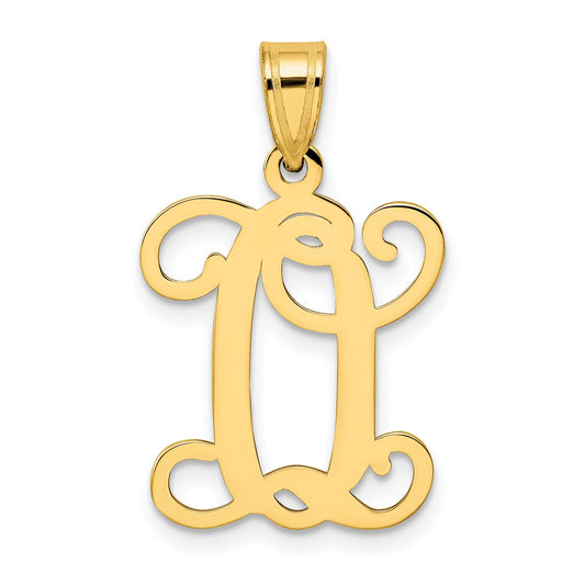 Gold Plated Sterling Silver Letter Q Initial Pendant