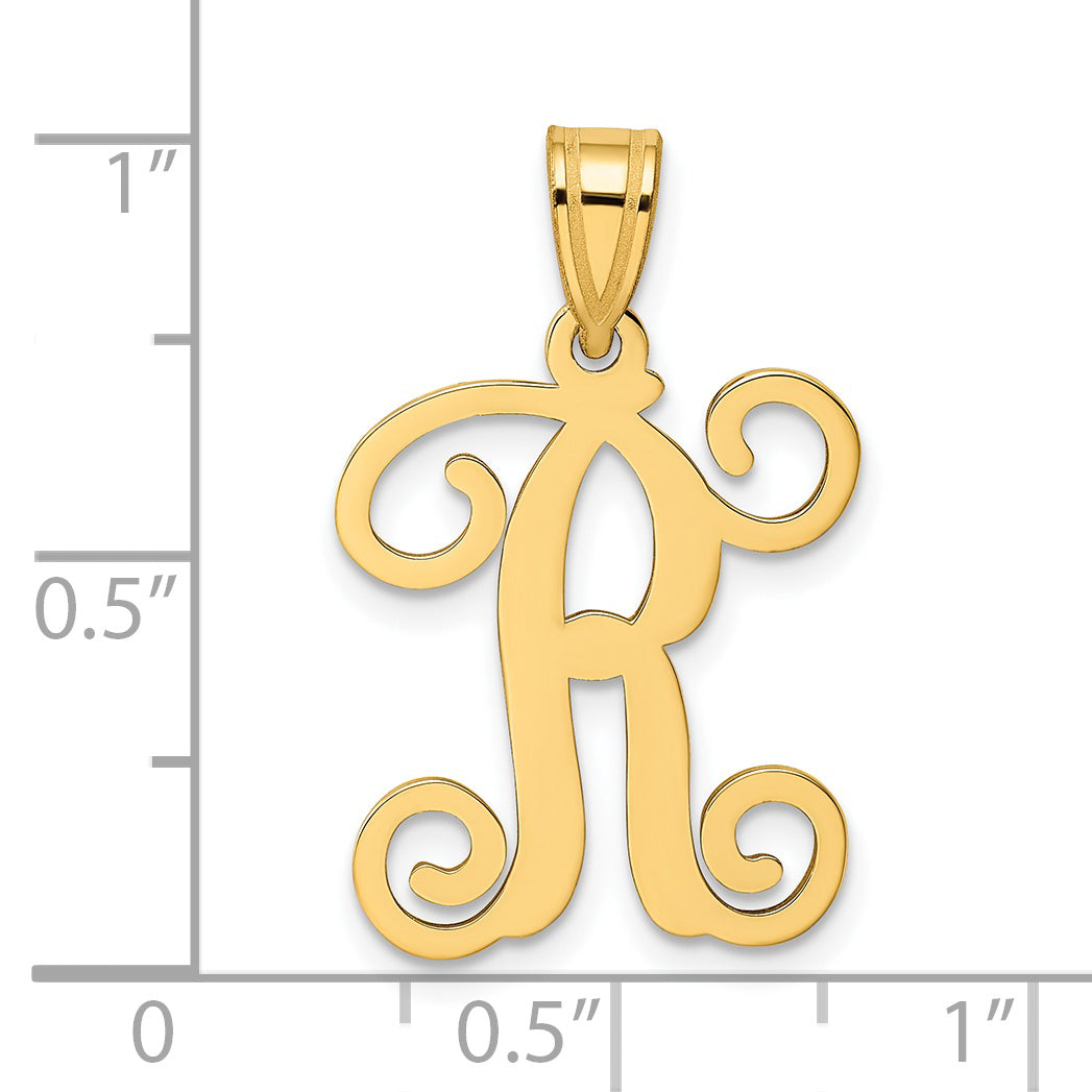 Gold Plated Sterling Silver Letter R Initial Pendant