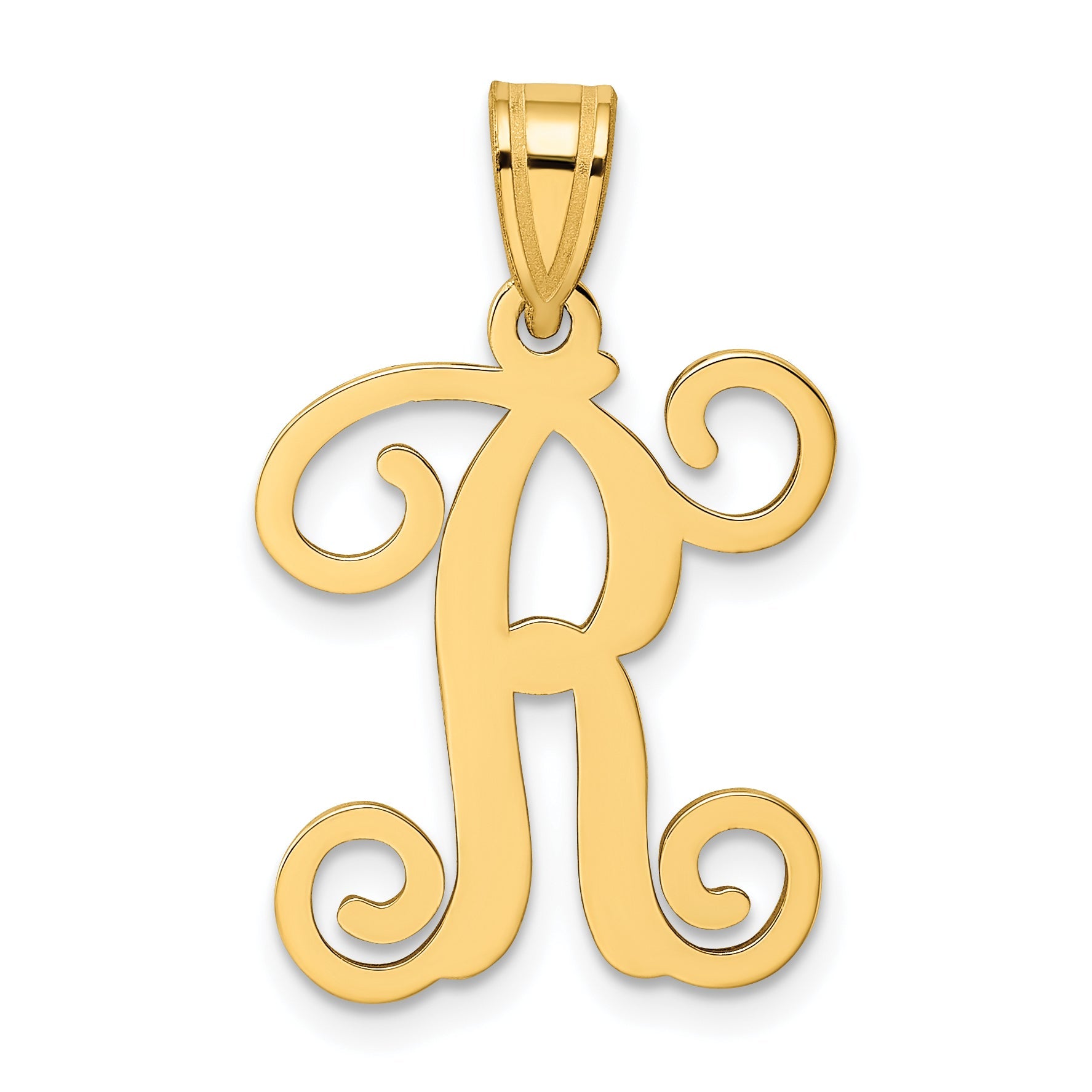 Gold Plated Sterling Silver Letter R Initial Pendant