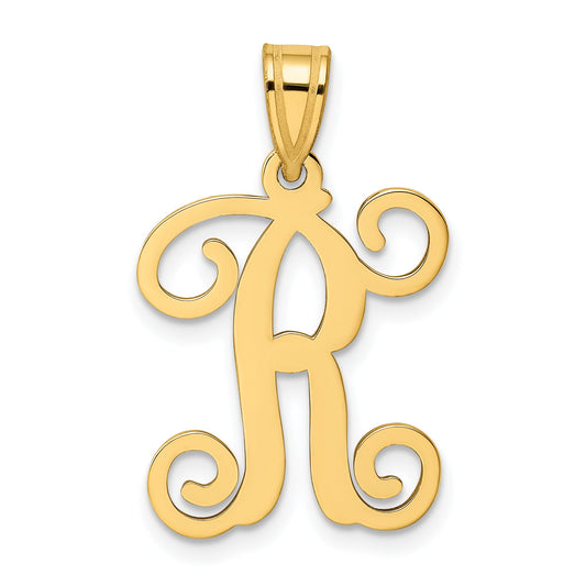 Gold Plated Sterling Silver Letter R Initial Pendant
