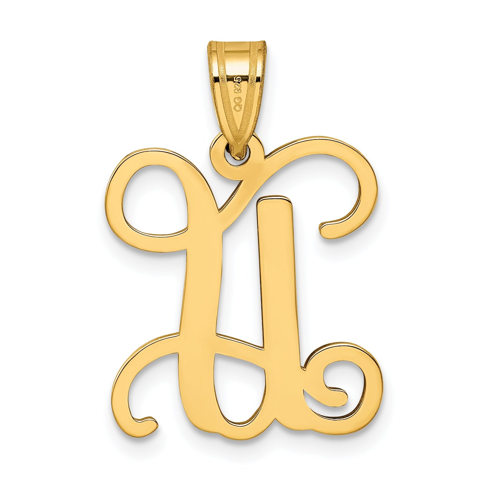 Gold Plated Sterling Silver Letter U Initial Pendant