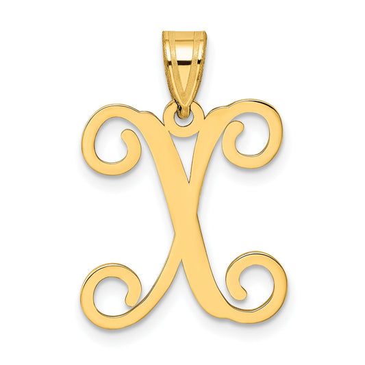 Gold Plated Sterling Silver Letter X Initial Pendant