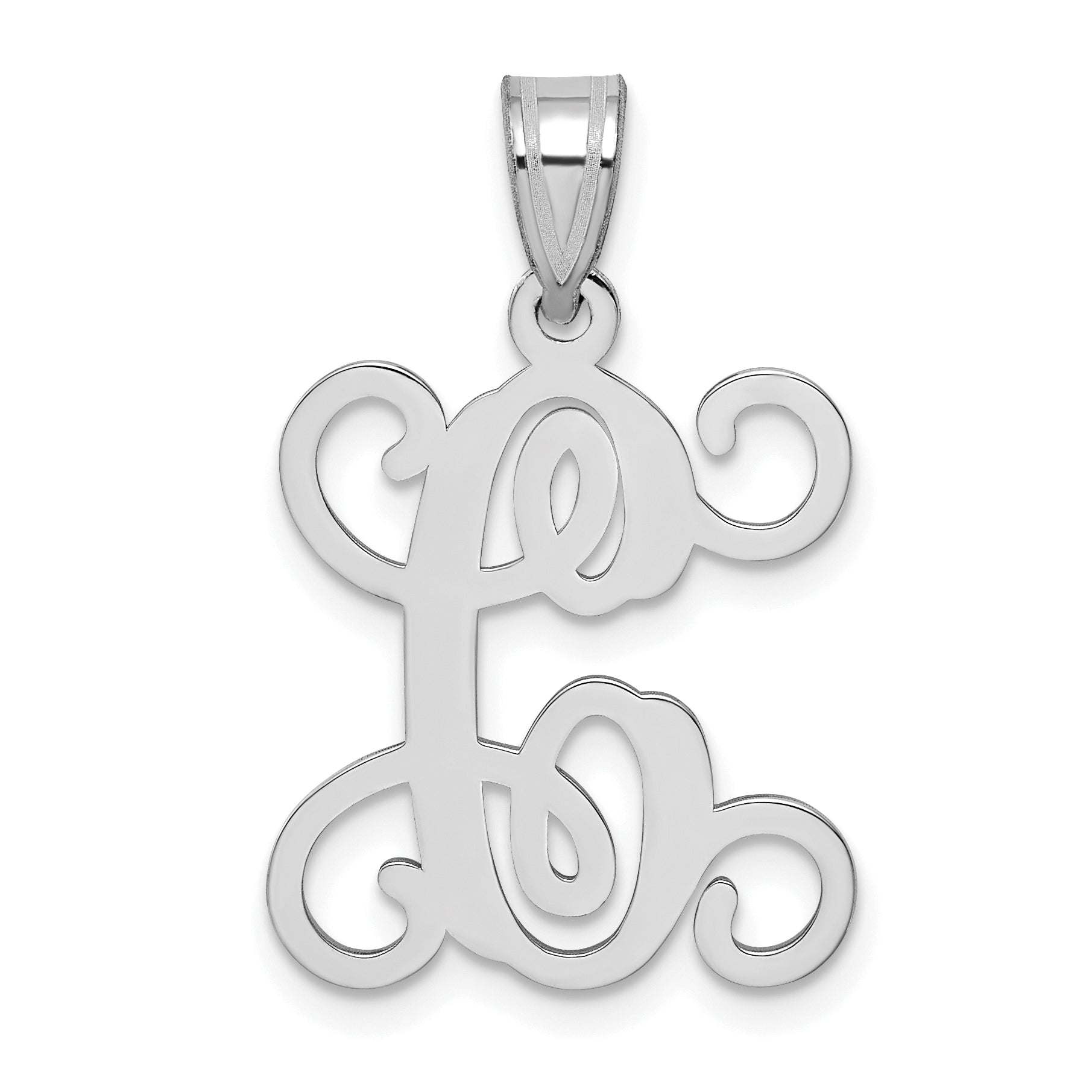 Sterling Silver Rhodium Plated Letter C Initial Pendant