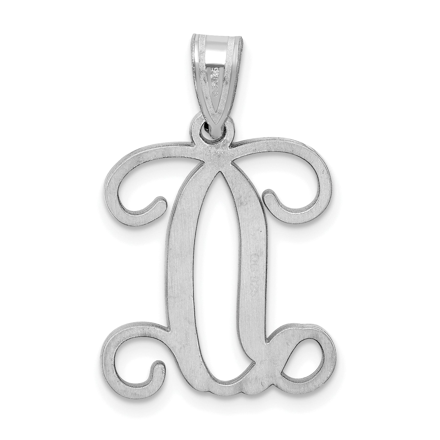 Sterling Silver Rhodium Plated Letter D Initial Pendant