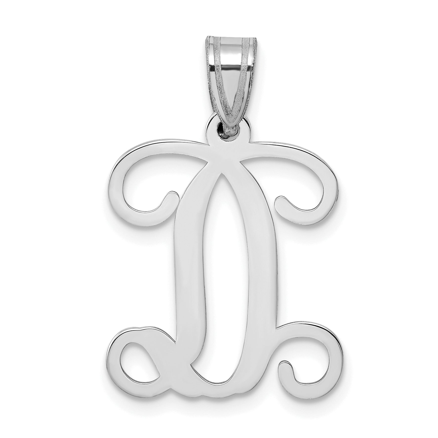 Sterling Silver Rhodium Plated Letter D Initial Pendant