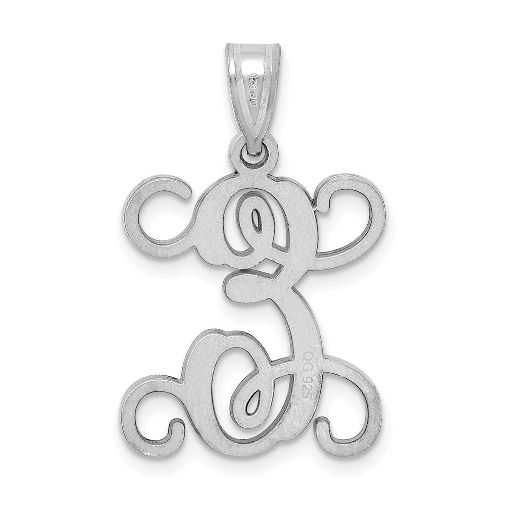 Sterling Silver Rhodium Plated Letter E Initial Pendant