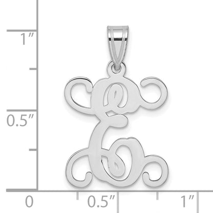 Sterling Silver Rhodium Plated Letter E Initial Pendant