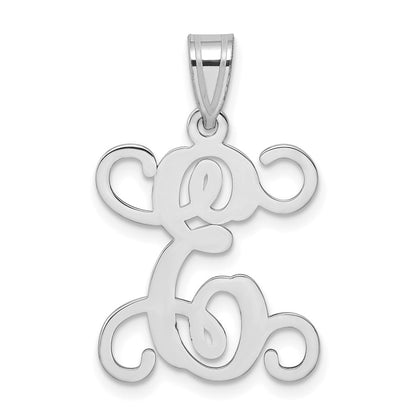 Sterling Silver Rhodium Plated Letter E Initial Pendant