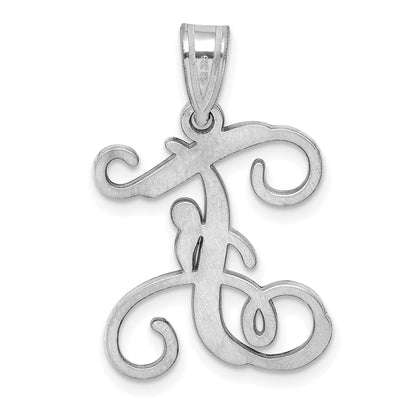 Sterling Silver Rhodium Plated Letter F Initial Pendant
