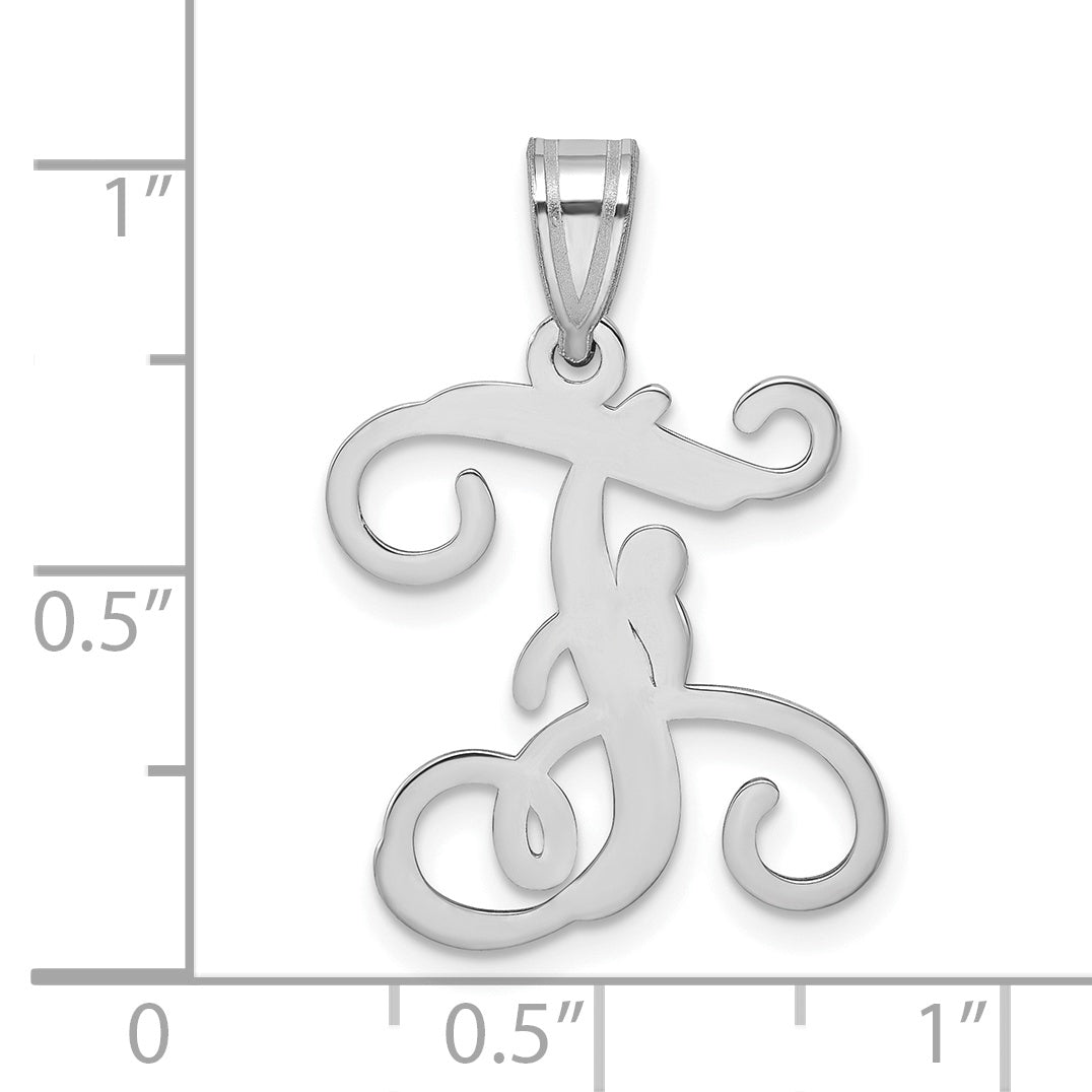 Sterling Silver Rhodium Plated Letter F Initial Pendant