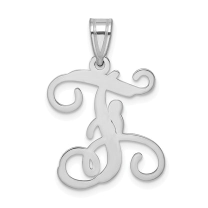 Sterling Silver Rhodium Plated Letter F Initial Pendant