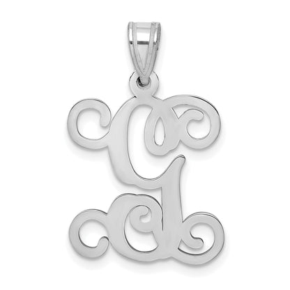 Sterling Silver Rhodium Plated Letter G Initial Pendant