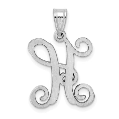 Sterling Silver Rhodium Plated Letter H Initial Pendant