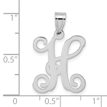 Sterling Silver Rhodium Plated Letter H Initial Pendant