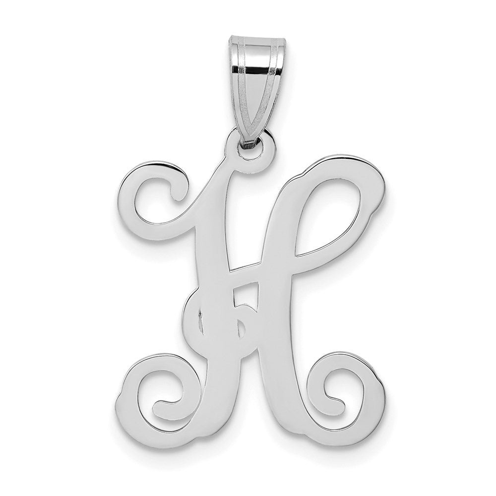 Sterling Silver Rhodium Plated Letter H Initial Pendant