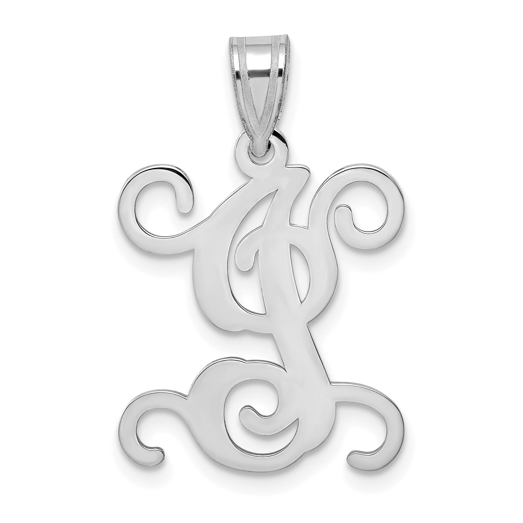 Sterling Silver Rhodium Plated Letter I Initial Pendant