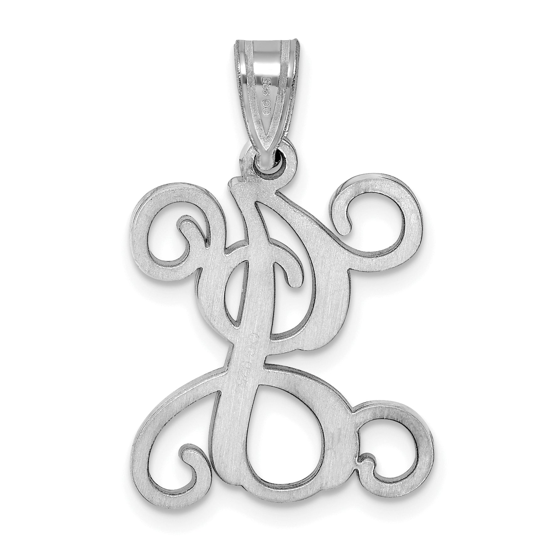 Sterling Silver Rhodium Plated Letter J Initial Pendant