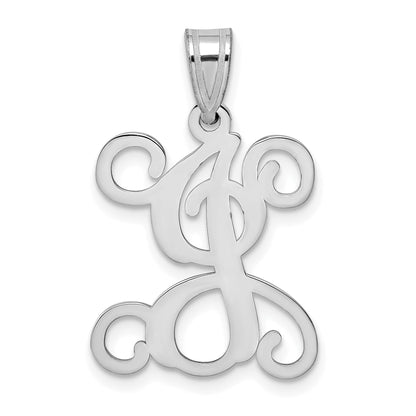 Sterling Silver Rhodium Plated Letter J Initial Pendant