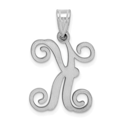 Sterling Silver Rhodium Plated Letter K Initial Pendant