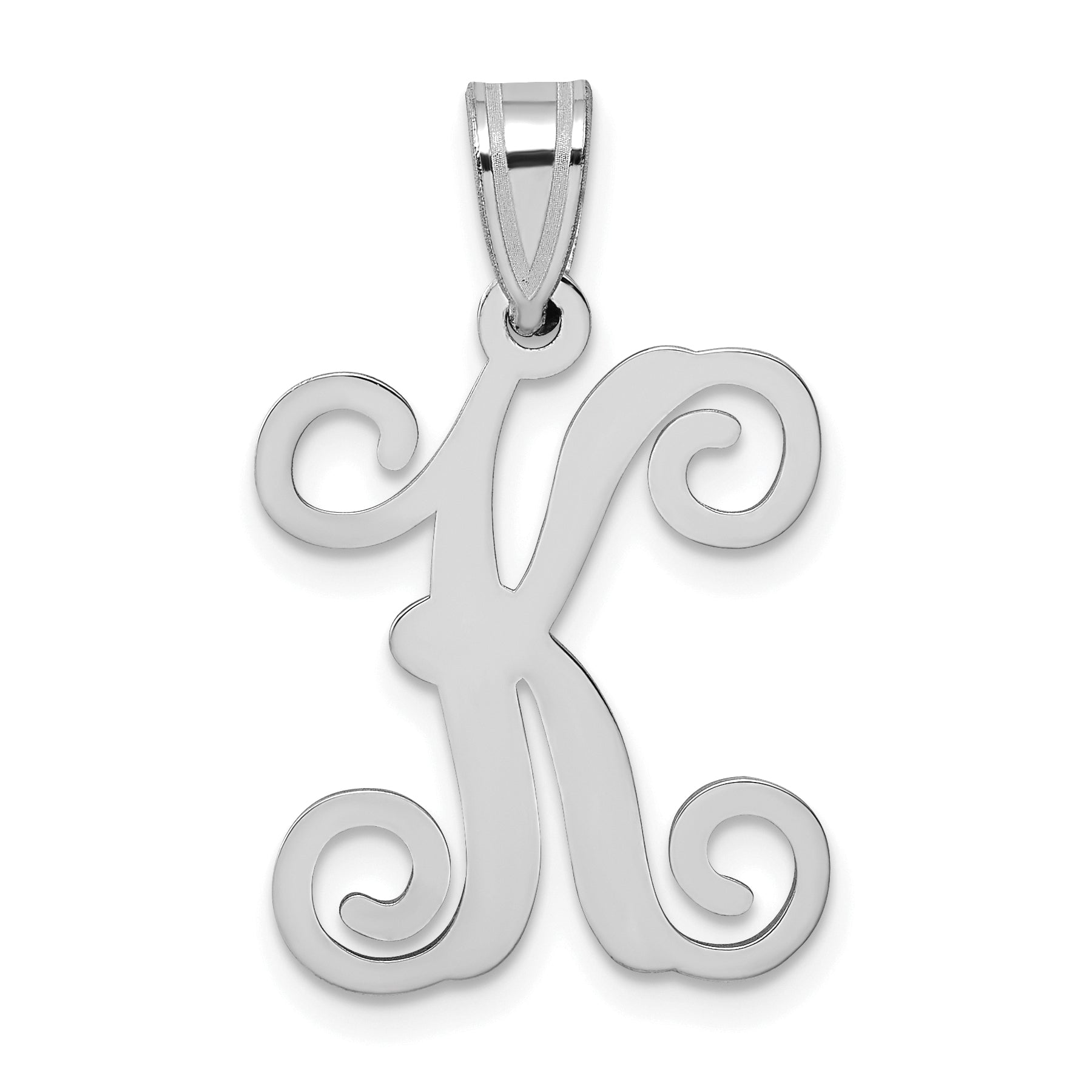 Sterling Silver Rhodium Plated Letter K Initial Pendant