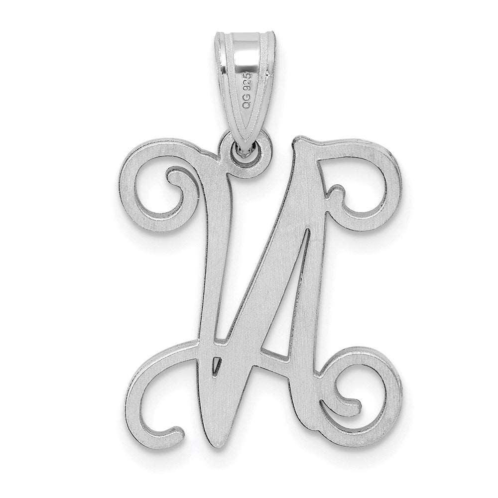 Sterling Silver Rhodium Plated Letter N Initial Pendant