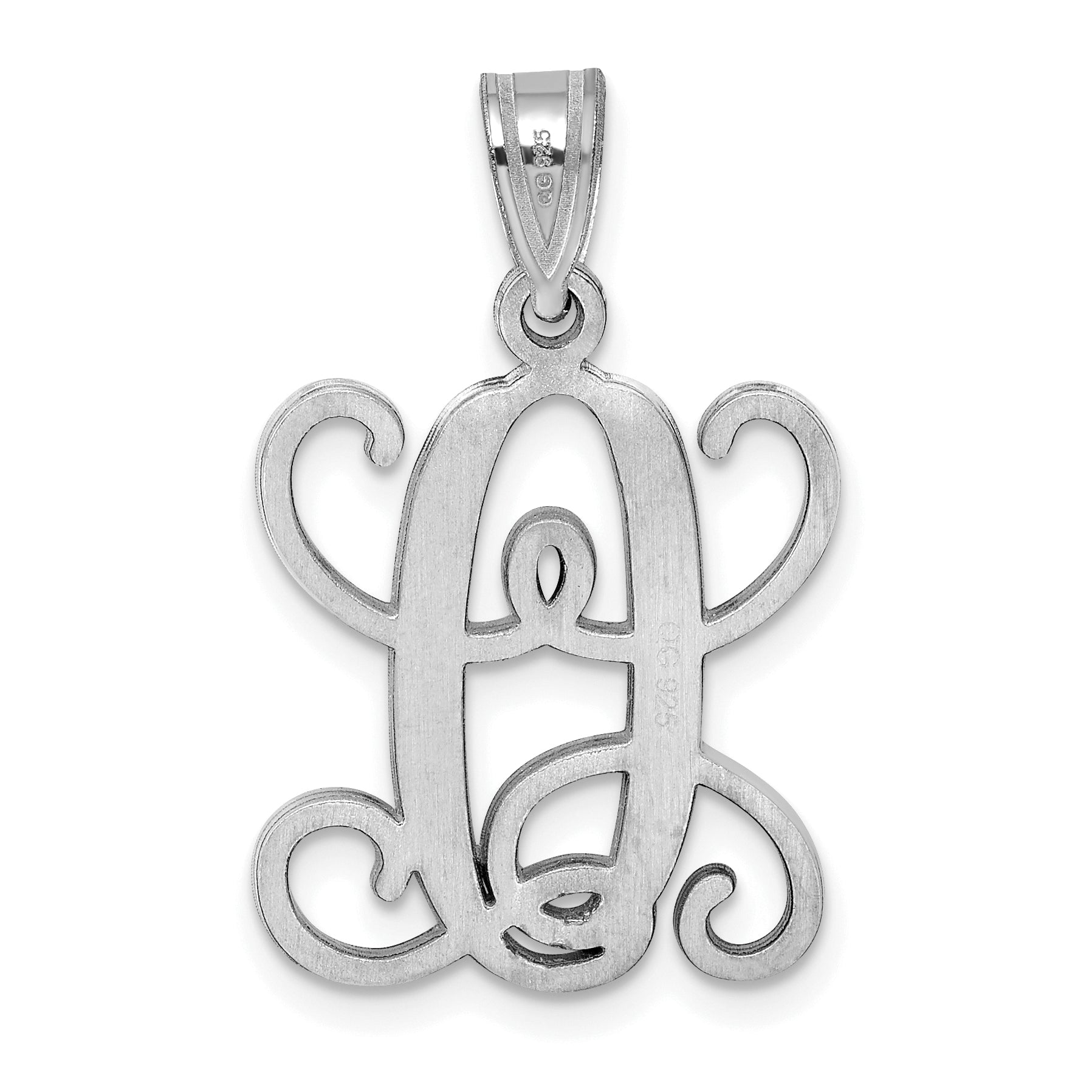 Sterling Silver Rhodium Plated Letter O Initial Pendant