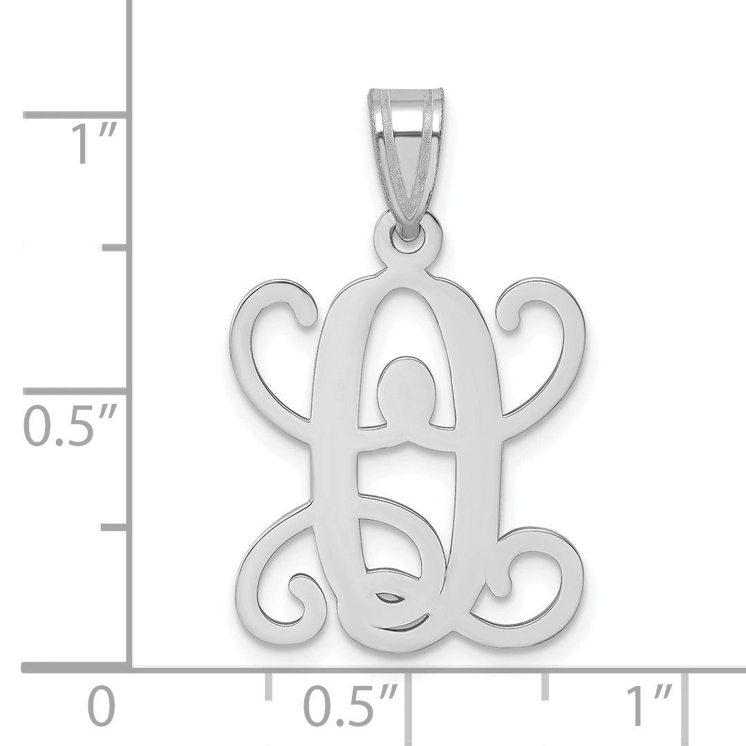 Sterling Silver Rhodium Plated Letter O Initial Pendant